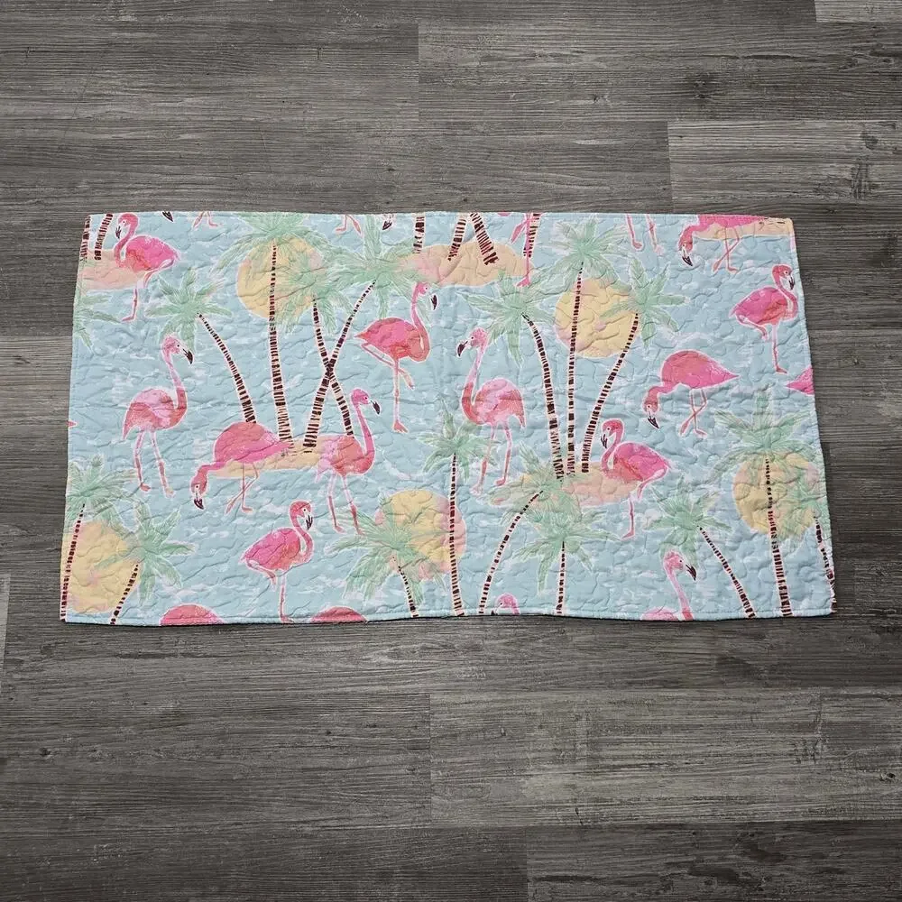 Tropical Pink Flamingo Quilted Pair of King Tie Back Pillow Cases